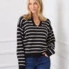 Stripe Polo Sweater 1 Stripe Polo Sweater -Karen Kane Store 0F450320 5F00 4827 B29B 1A203E9D619A