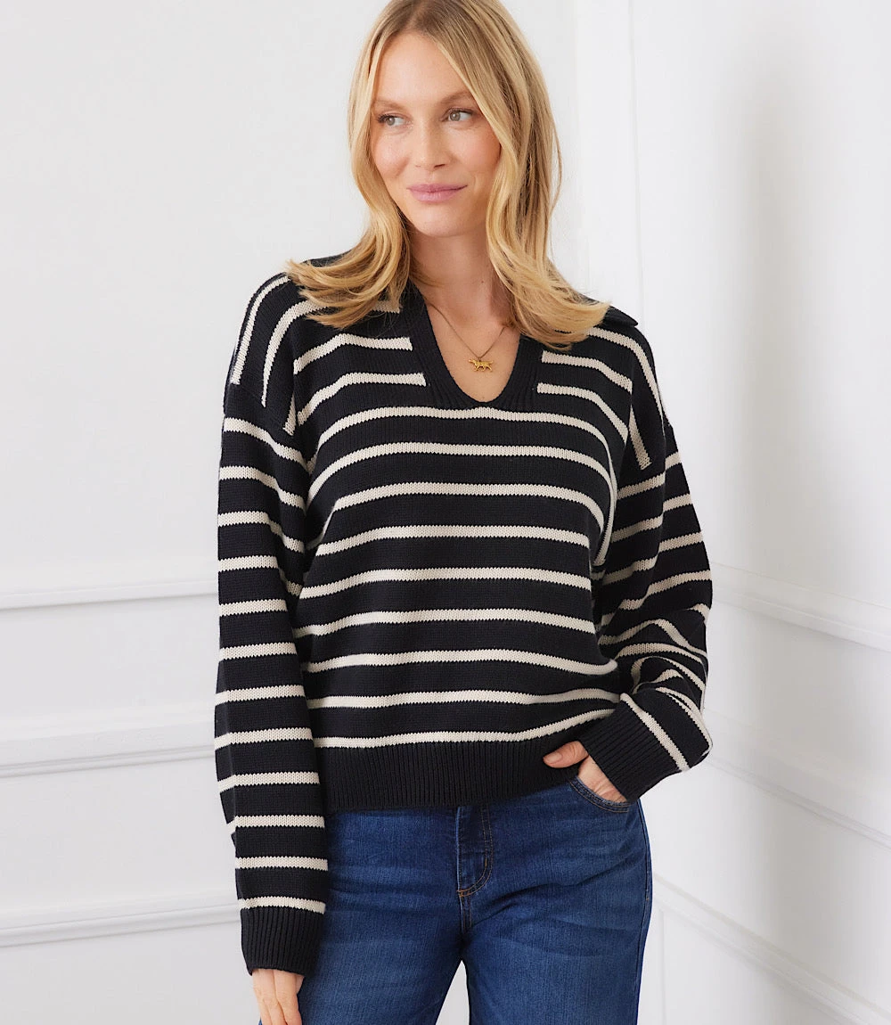 Stripe Polo Sweater 3 Stripe Polo Sweater