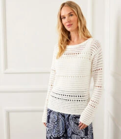 Boatneck Crochet Sweater 17 Boatneck Crochet Sweater -Karen Kane Store 17ECB37C F892 48A8 A0BE 8DC7F36991F6