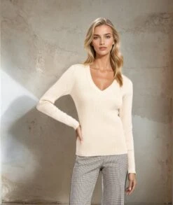 Ribbed V-Neck Sweater