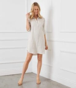 Roll Tab Linen Shirtdress -Karen Kane Store 1L01560 OAT 2834