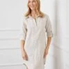 Petite Size Roll Tab Linen Shirtdress -Karen Kane Store 1L01560 OAT 2844 1