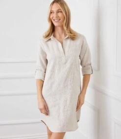 Roll Tab Linen Shirtdress -Karen Kane Store 1L01560 OAT 2844