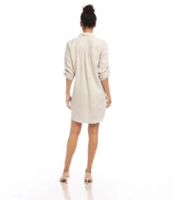 Roll Tab Linen Shirtdress -Karen Kane Store 1L01560 OAT karenkane 2025 Spring 00 3