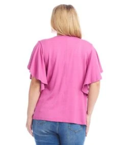 Plus Size Flutter Sleeve Top -Karen Kane Store 1L05526W TUL karenkane 2025 Spring 00 3