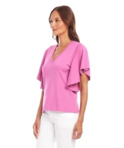 Flutter Sleeve V-Neck Top 10 Flutter Sleeve V-Neck Top -Karen Kane Store 1L05526 TUL karenkane 2025 Spring 00 2 98b517d0 a4db 4c99 b345 943725806106