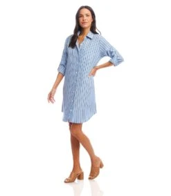 Stripe Shirtdress 17 Stripe Shirtdress -Karen Kane Store 1L06401 STP karenkane 2025 Spring 00 2