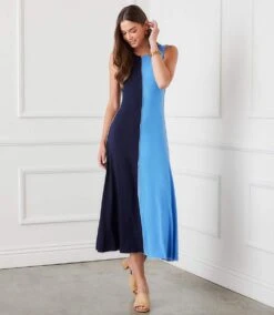 Petite Size Sleeveless Colorblock Midi Dress -Karen Kane Store 1L13031P NBL karenkane 2025 Spring 00 3 jpg