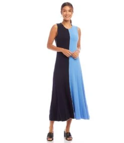 Petite Size Sleeveless Colorblock Midi Dress -Karen Kane Store 1L13031P NBL karenkane 2025 Spring 00 4