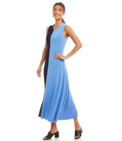 Petite Size Sleeveless Colorblock Midi Dress -Karen Kane Store 1L13031P NBL karenkane 2025 Spring 00 5