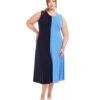 Plus Size Sleeveless Colorblock Midi Dress -Karen Kane Store 1L13031W NBL karenkane 2025 Spring 00 1