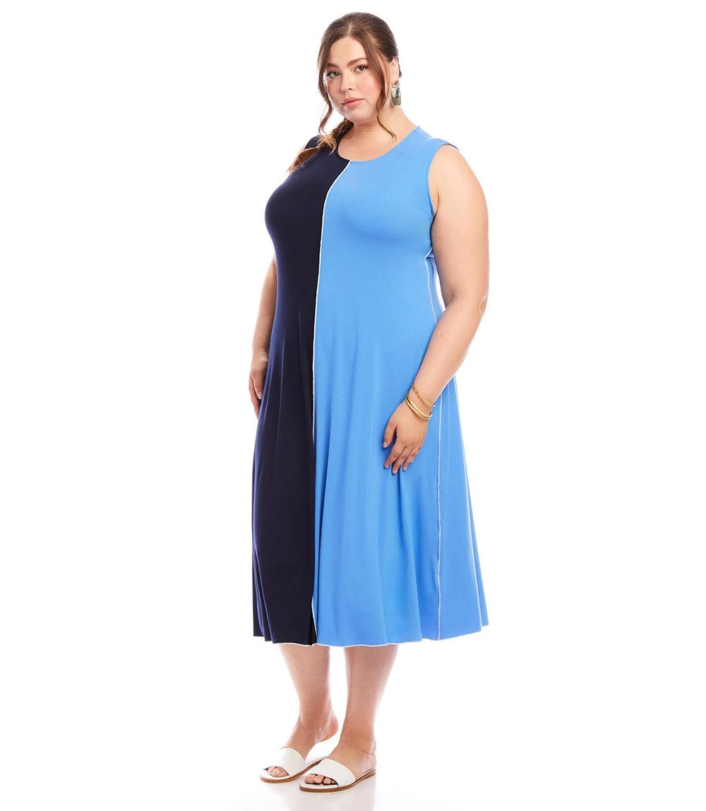 Plus Size Sleeveless Colorblock Midi Dress 4 Plus Size Sleeveless Colorblock Midi Dress - Image 2