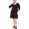 Plus Size 3/4 Sleeve Fringe Hem Dress -Karen Kane Store 1L13044W BLK karenkane 2025 Spring 00 1