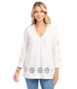 Cutout Embroidered Flower Detail Tunic -Karen Kane Store 1L13700 OWH karenkane 2025 Spring 00 3