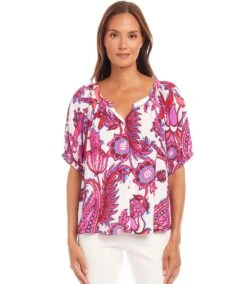 Petite Size Short Sleeve Peasant Top -Karen Kane Store 1L20700P PRT karenkane 2025 Spring 00 3