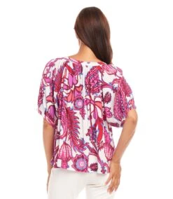Petite Size Short Sleeve Peasant Top -Karen Kane Store 1L20700P PRT karenkane 2025 Spring 00 5