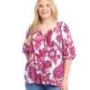 Plus Size Short Sleeve Peasant Top -Karen Kane Store 1L20700 PRT karenkane 2025 Spring 00 1 d9bf2da4 8732 4f91 a305 9c1c92a3a451