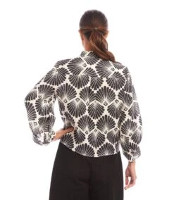 Blouson Sleeve Linen Tie-Front Top -Karen Kane Store 1L23501 PRT karenkane 2025 Spring 00 3