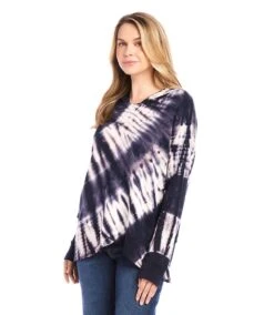 Petite Size Asymmetric Hem Hoodie -Karen Kane Store 1L24013P TD karenkane 2024 winter 00 2