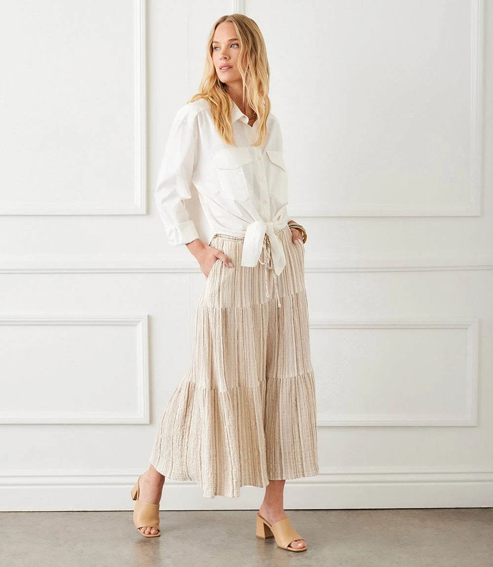 Metallic Stripe Tiered Midi Skirt 7 Metallic Stripe Tiered Midi Skirt - Image 5