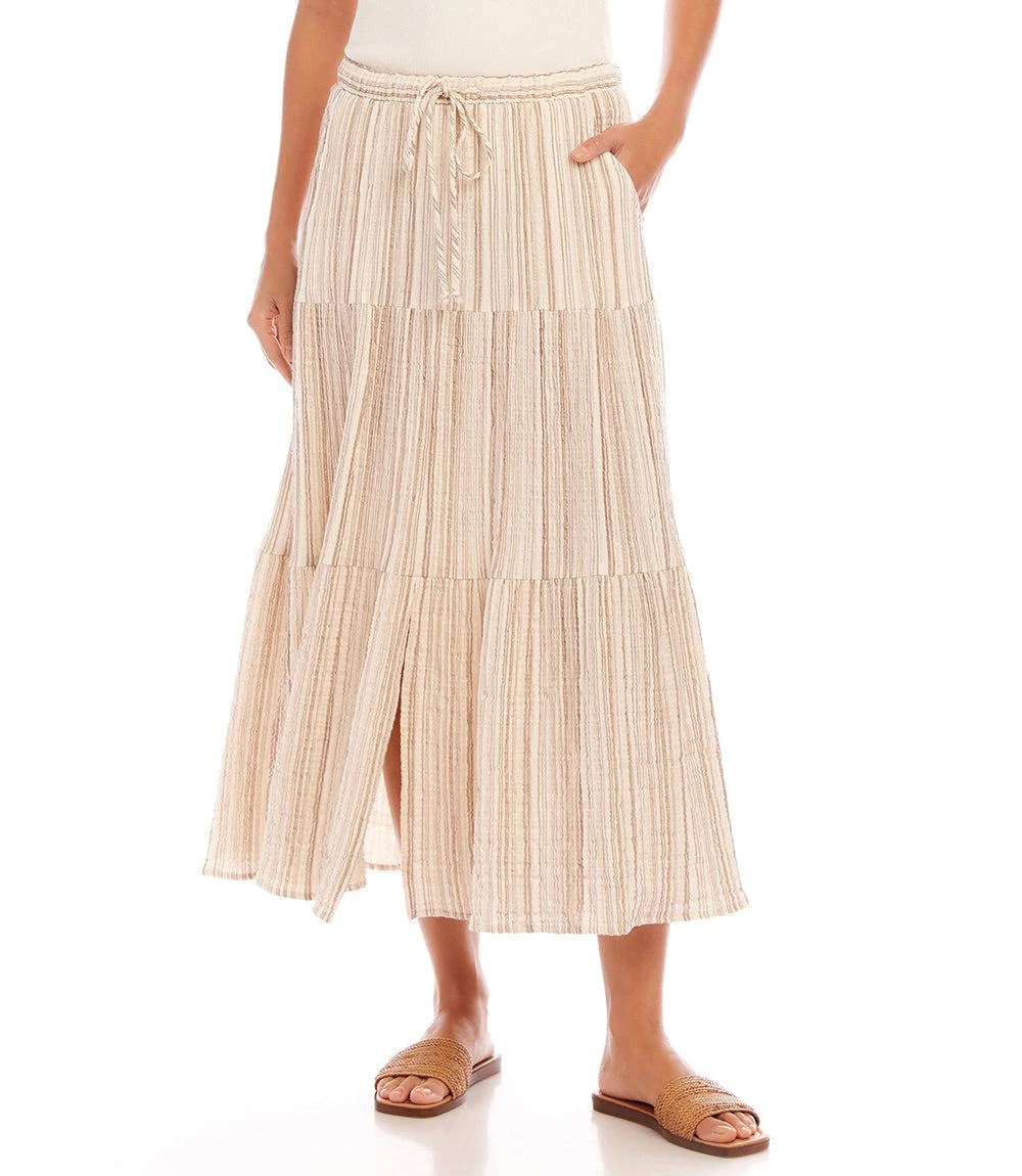 Metallic Stripe Tiered Midi Skirt 4 Metallic Stripe Tiered Midi Skirt - Image 2