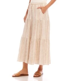 Metallic Stripe Tiered Midi Skirt 10 Metallic Stripe Tiered Midi Skirt -Karen Kane Store 1L24600 STP karenkane 2025 Spring 00 2