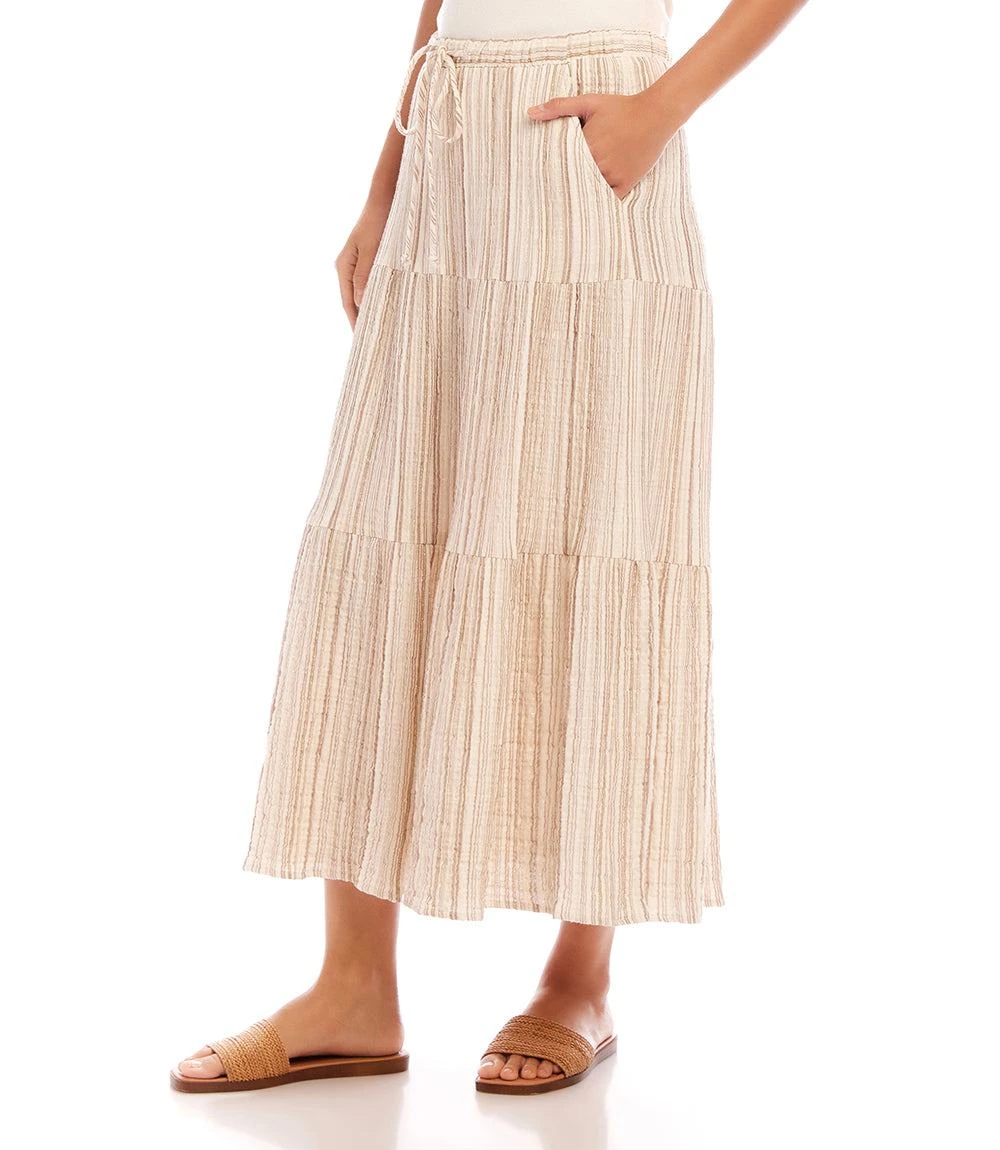Metallic Stripe Tiered Midi Skirt 5 Metallic Stripe Tiered Midi Skirt - Image 3