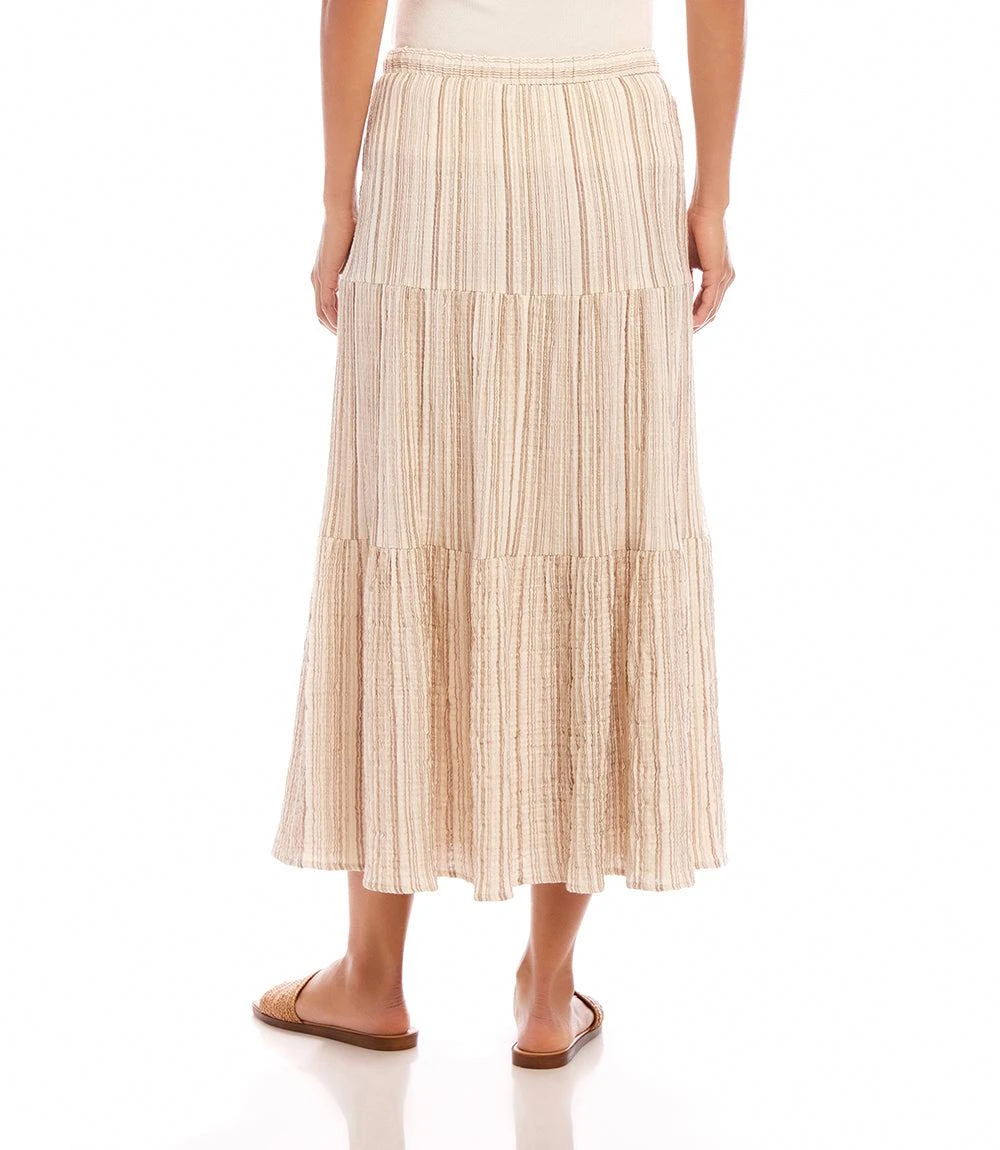 Metallic Stripe Tiered Midi Skirt 6 Metallic Stripe Tiered Midi Skirt - Image 4