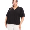 Plus Size Puff Sleeve Top -Karen Kane Store 1L25027W BLK karenkane 2025 Spring 00 1