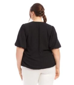 Plus Size Puff Sleeve Top -Karen Kane Store 1L25027W BLK karenkane 2025 Spring 00 3