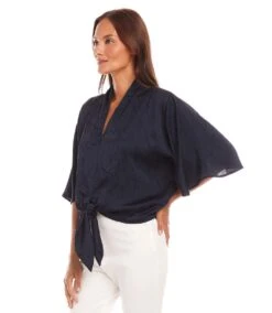 Flare Sleeve Tie Front Top -Karen Kane Store 1L26600 NAV karenkane 2025 Spring 00 2