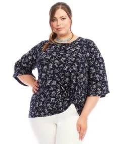 Plus Size Flare Sleeve Pick-Up Top