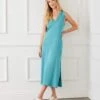 Sleeveless Ribbed V-Neck Midi Column Dress 2 Sleeveless Ribbed V-Neck Midi Column Dress -Karen Kane Store 1L27201 AQU karenkane 2025 Spring 00