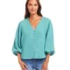 Layered Sleeve Shirred Blouse -Karen Kane Store 1L60101 AQU karenkane 2025 Spring 00 1