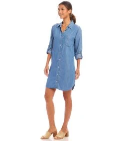Roll Tab Chambray Shirtdress -Karen Kane Store 1L66000 CHA karenkane 2025 Spring 00 2