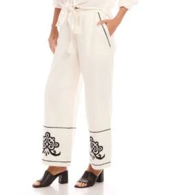 Embroidered Drawstring Ankle Pants 10 Embroidered Drawstring Ankle Pants -Karen Kane Store 1L70242 CRE karenkane 2025 Spring 00 2