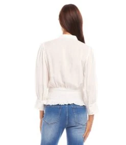 Embroidered Smock Waist Blouse -Karen Kane Store 1L70244 CRE karenkane 2025 Spring 00 3