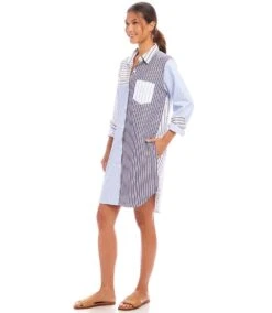 Long Sleeve Mixed Stripe Shirtdress -Karen Kane Store 1L70248 STP karenkane 2025 Spring 00 3