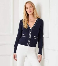 Contrast Trim Cardigan Sweater