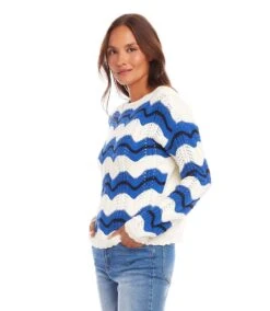 Pointelle Zigzag Sweater -Karen Kane Store 1L89924 MUL karenkane 2025 Spring 00 2