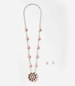 Pink Conch Necklace And Earrings Set -Karen Kane Store 2025 02 28 Delivery Jewelry Turqoise 17489