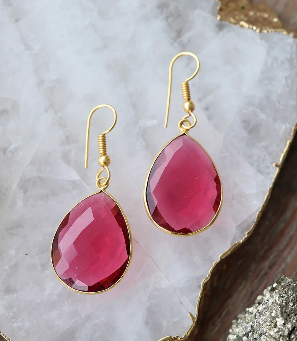Pink Quartz Teardrop Earrings 3 Pink Quartz Teardrop Earrings