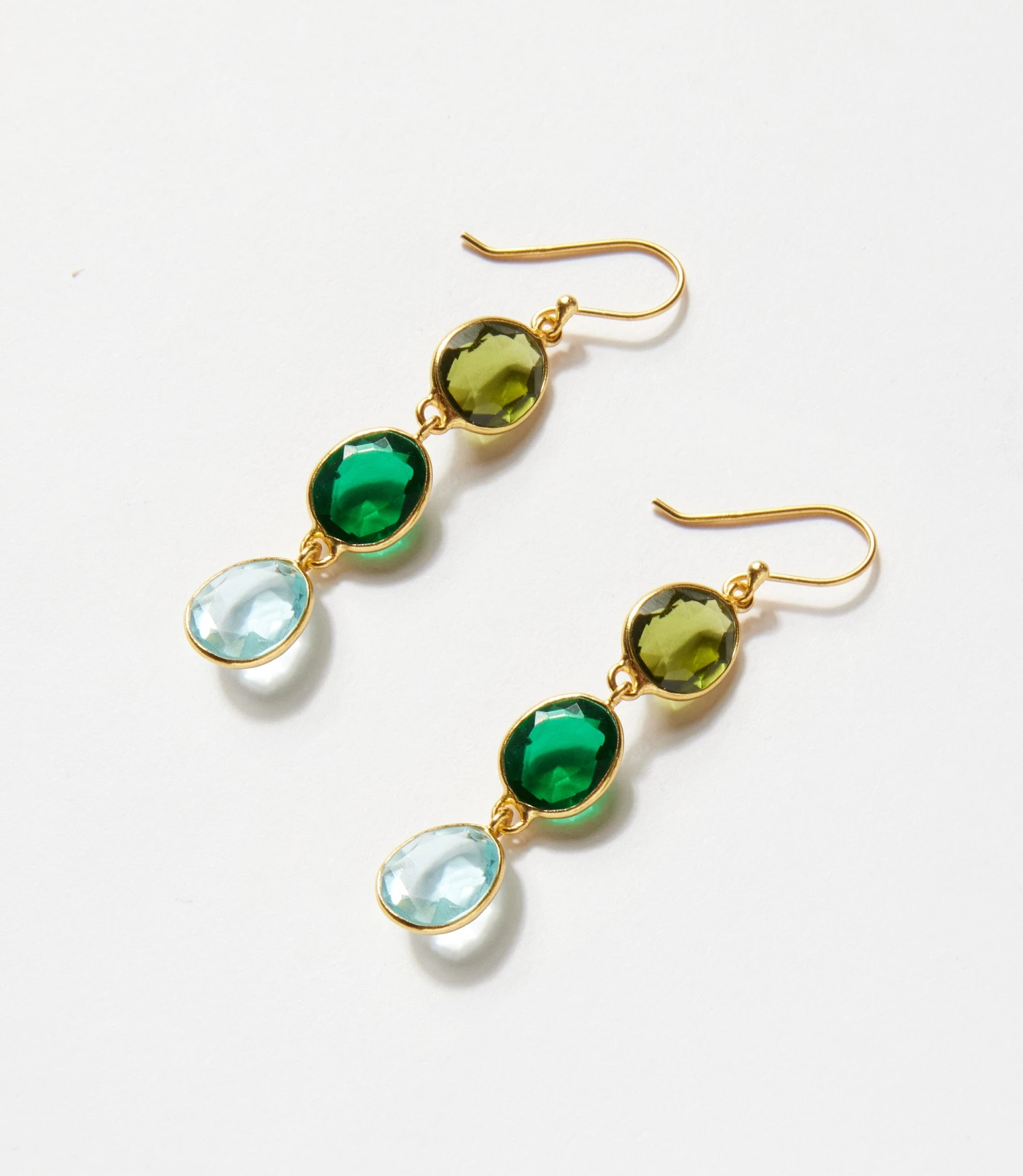 Triple Drop Gemstone Earrings 4 Triple Drop Gemstone Earrings - Image 2