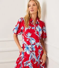 Puff Sleeve Tiered Shirtdress -Karen Kane Store 28CDDD20 9B61 4782 806E AF858F702B32