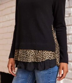 Layered Contrast Leopard Sweater -Karen Kane Store 28DEE2A6 38D7 4F30 842B 7093061D8E68