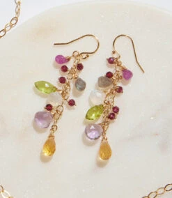 Multi Gemstone Cluster Earrings