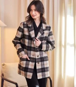 Oversized Brushed Plaid Blazer