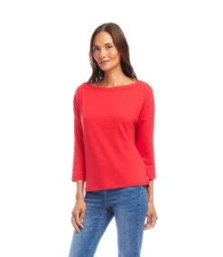 Petite Size 3/4 Sleeve Boatneck Top 10 Petite Size 3/4 Sleeve Boatneck Top -Karen Kane Store 2L05512P CHE karenkane 2025 Summer 00 4