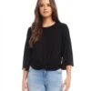 Drape Front Top -Karen Kane Store 2L13045 BLK KK 2025 Summer 00 1