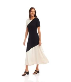 Short Sleeve Contrast Midi Dress -Karen Kane Store 2L14076 EBL KK 2025 Summer 00 2